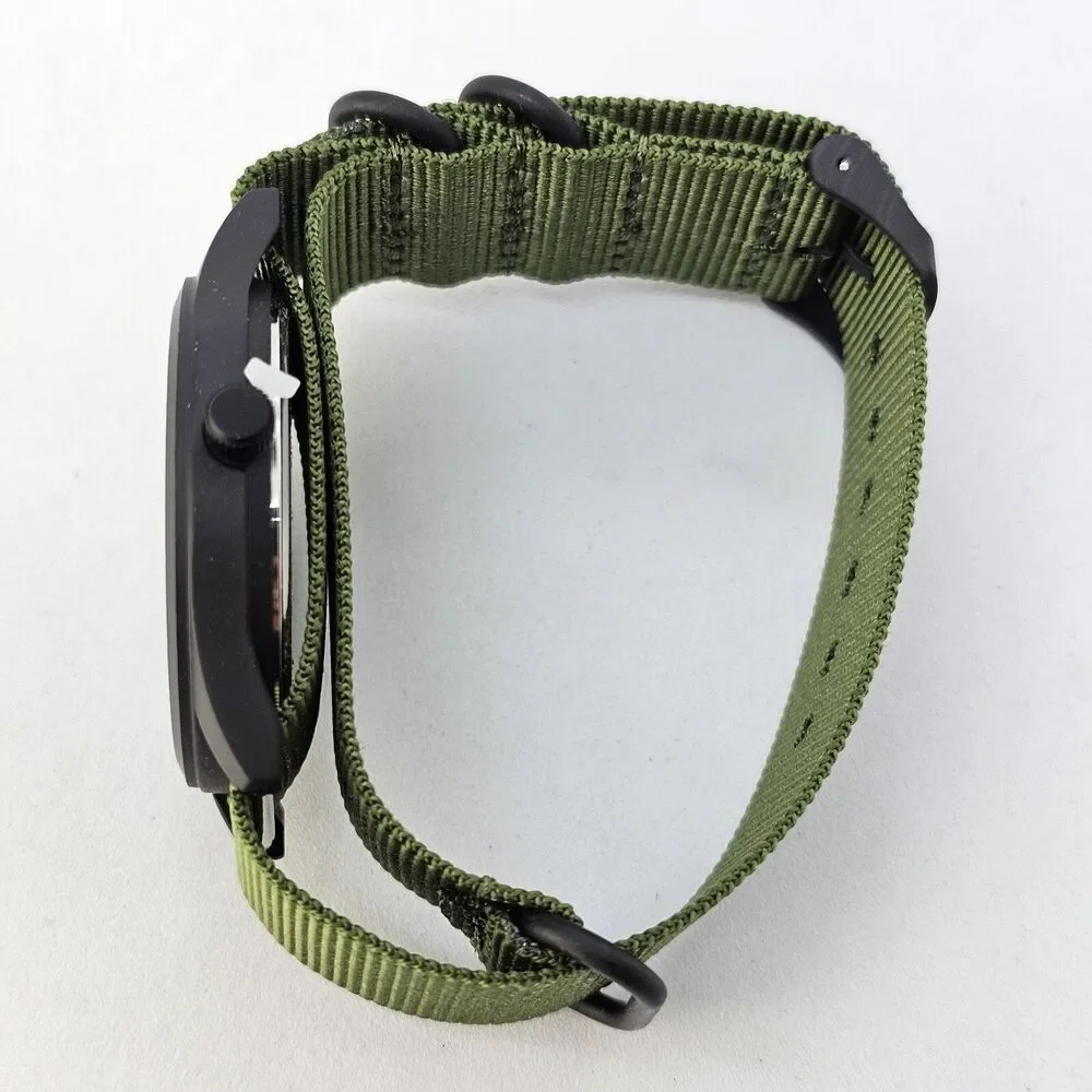 Men's Field Easy‎ Read Watch 42MM Black Dial Army Green Nylon Band Strap